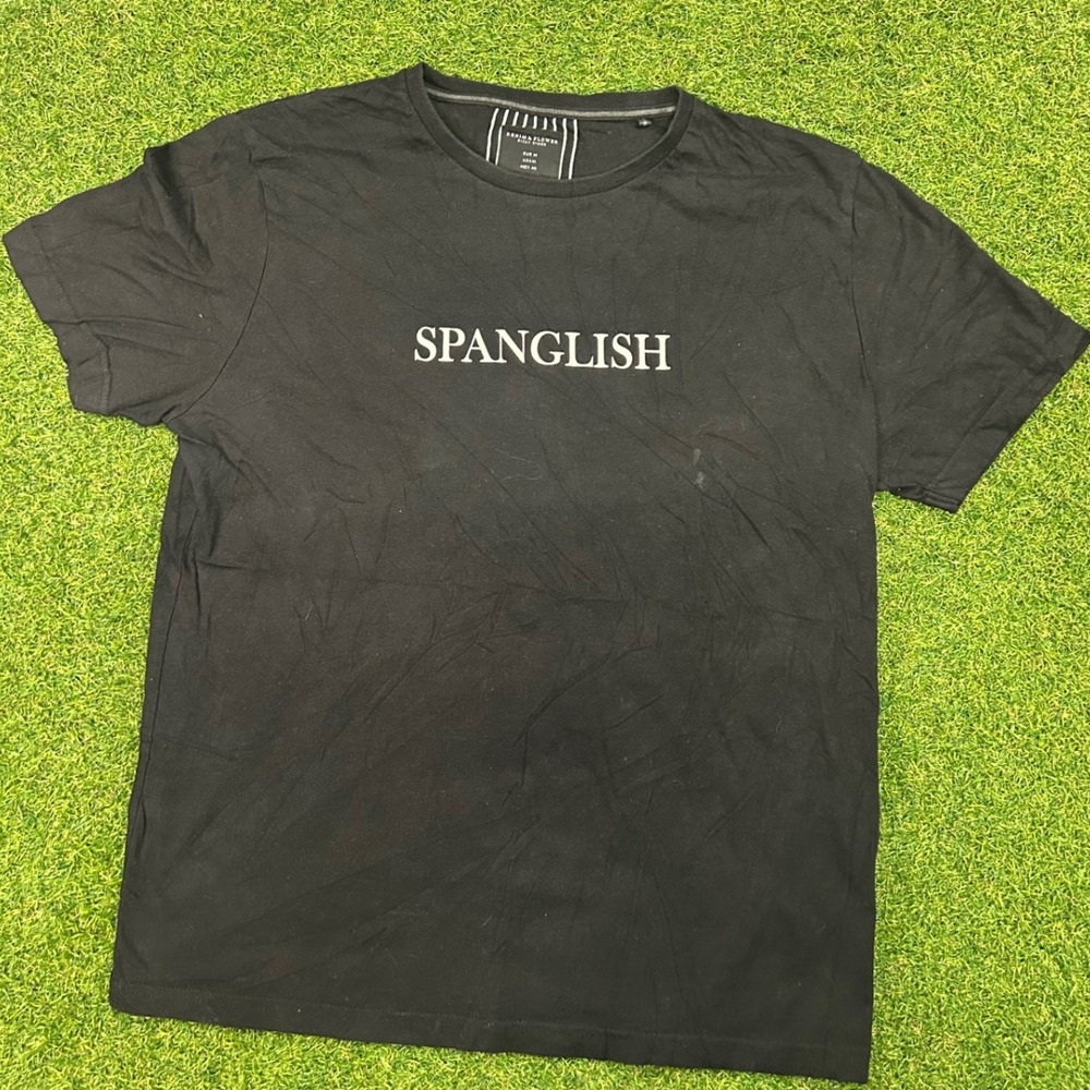 Denim & Flower Ricky Singh‎ Spanglish Graphic T-Shirt Black Mens Medium